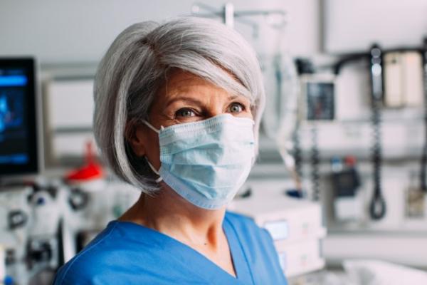Nurse with surgical mask on